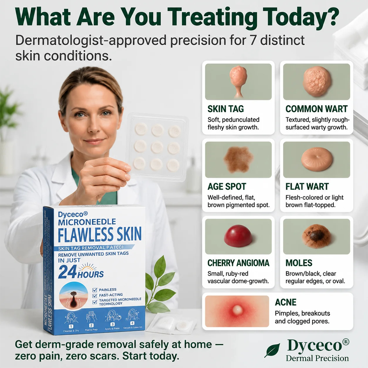👩‍⚕️💎 𝐎𝐟𝐟𝐢𝐜𝐢𝐚𝐥 𝐒𝐭𝐨𝐫𝐞 | Dyceco® 🚑 𝐁𝐨𝐭𝐚𝐧𝐢𝐜𝐚𝐥 𝐌𝐢𝐜𝐫𝐨𝐧𝐞𝐞𝐝𝐥𝐞 𝐇𝐲𝐝𝐫𝐨𝐜𝐨𝐥𝐥𝐨𝐢𝐝 𝐏𝐚𝐭𝐜𝐡 (𝐅𝐨𝐫 𝐒𝐤𝐢𝐧 𝐓𝐚𝐠𝐬, 𝐒𝐦𝐚𝐥𝐥 𝐒𝐤𝐢𝐧 𝐆𝐫𝐨𝐰𝐭𝐡𝐬, 𝐖𝐚𝐫𝐭𝐬, 𝐌𝐨𝐥𝐞𝐬, 𝐀𝐠𝐞 𝐒𝐩𝐨𝐭𝐬 & 𝐏𝐢𝐠𝐦𝐞𝐧𝐭𝐚𝐭𝐢𝐨𝐧 𝐂𝐨𝐧𝐜𝐞𝐫𝐧𝐬)